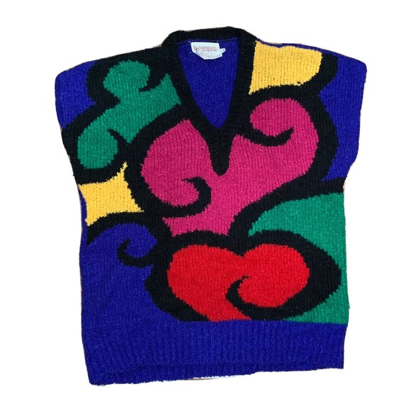 Beldoch Popper Sweaters - Vintage 1980s Deadstock Sweater BELDOCH POPPER Small Sleeveless Colorblock Cute